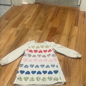 Mini Boden Hearts appliqué sweatshirt dress, 5-6